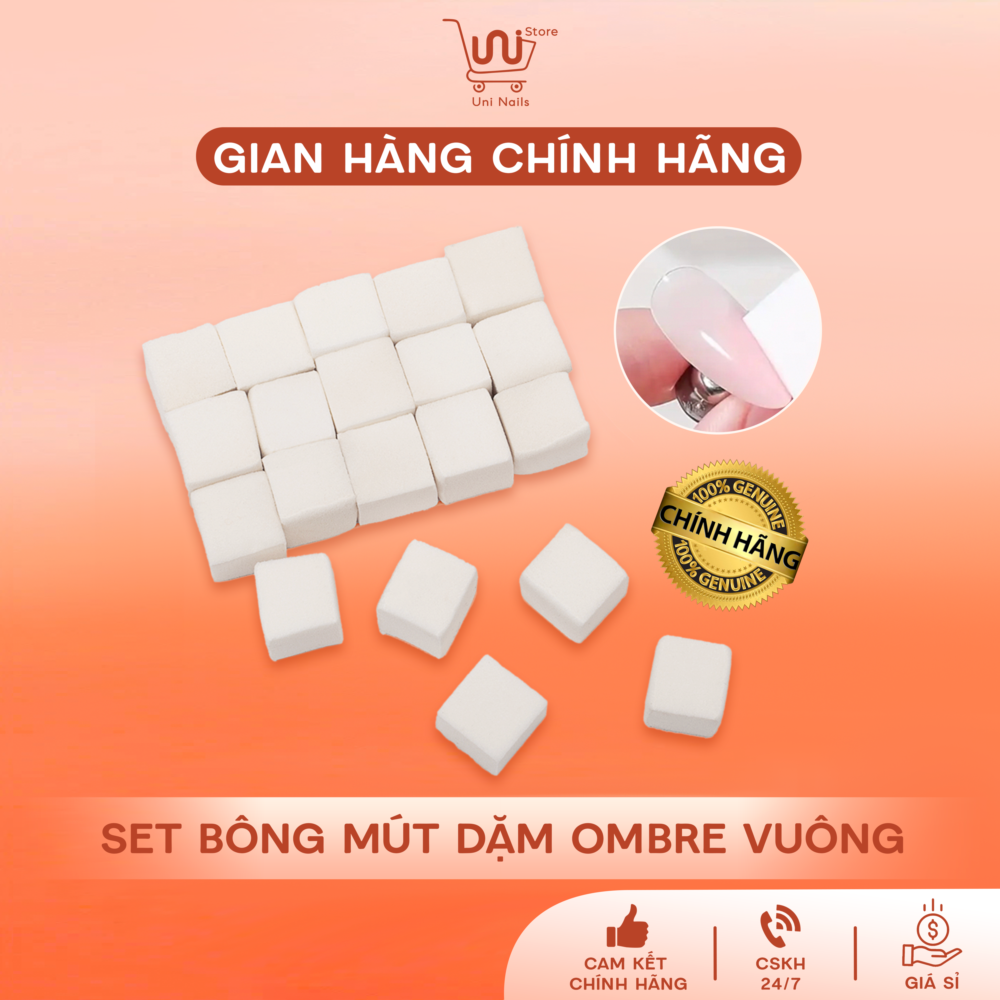 SET BÔNG MÚT DẶM OMBRE VUÔNG + TẶNG KÈM CÂY DẶM OMBRE