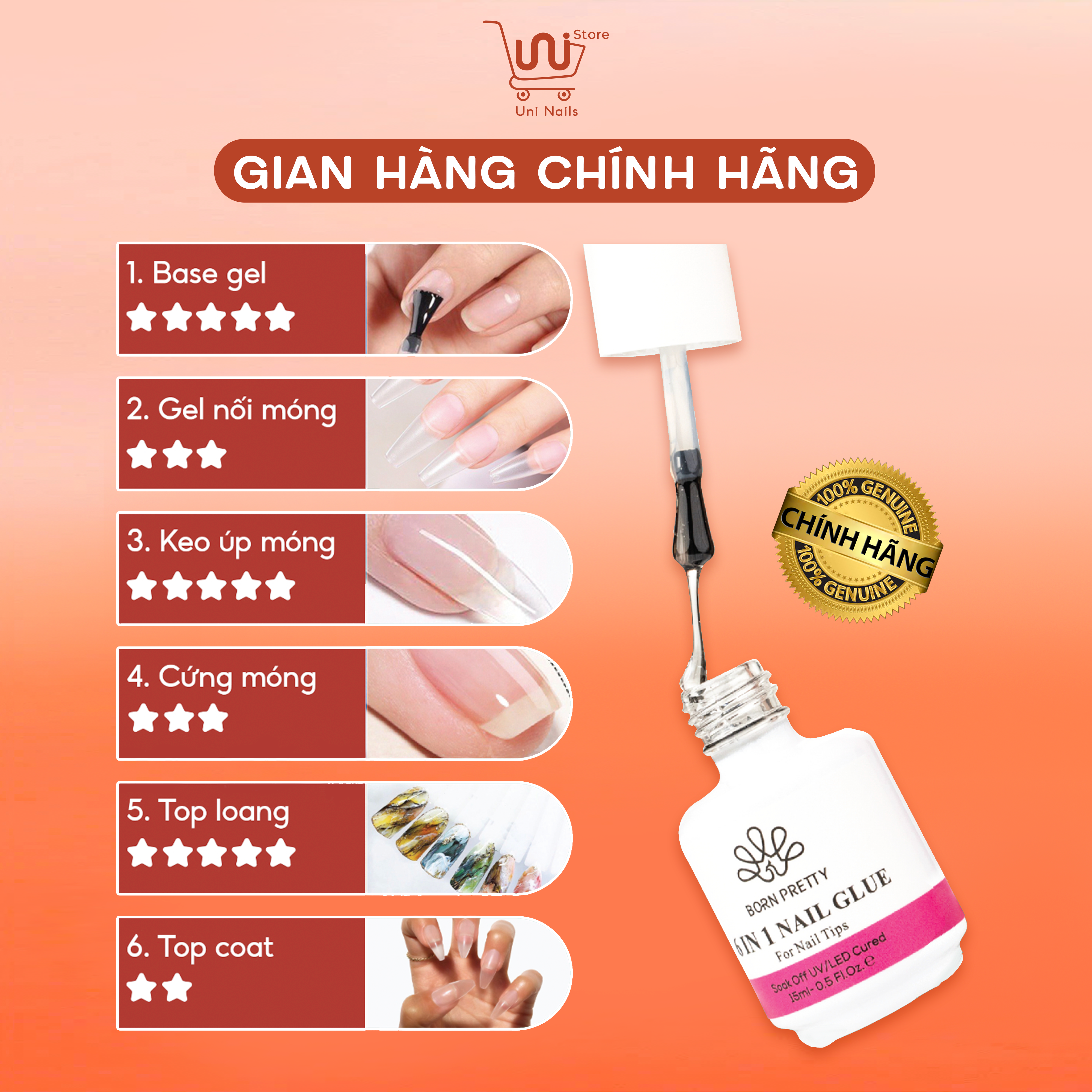 6IN1 GEL ĐA NĂNG BORN PRETTY CHÍNH HÃNG - 15ML