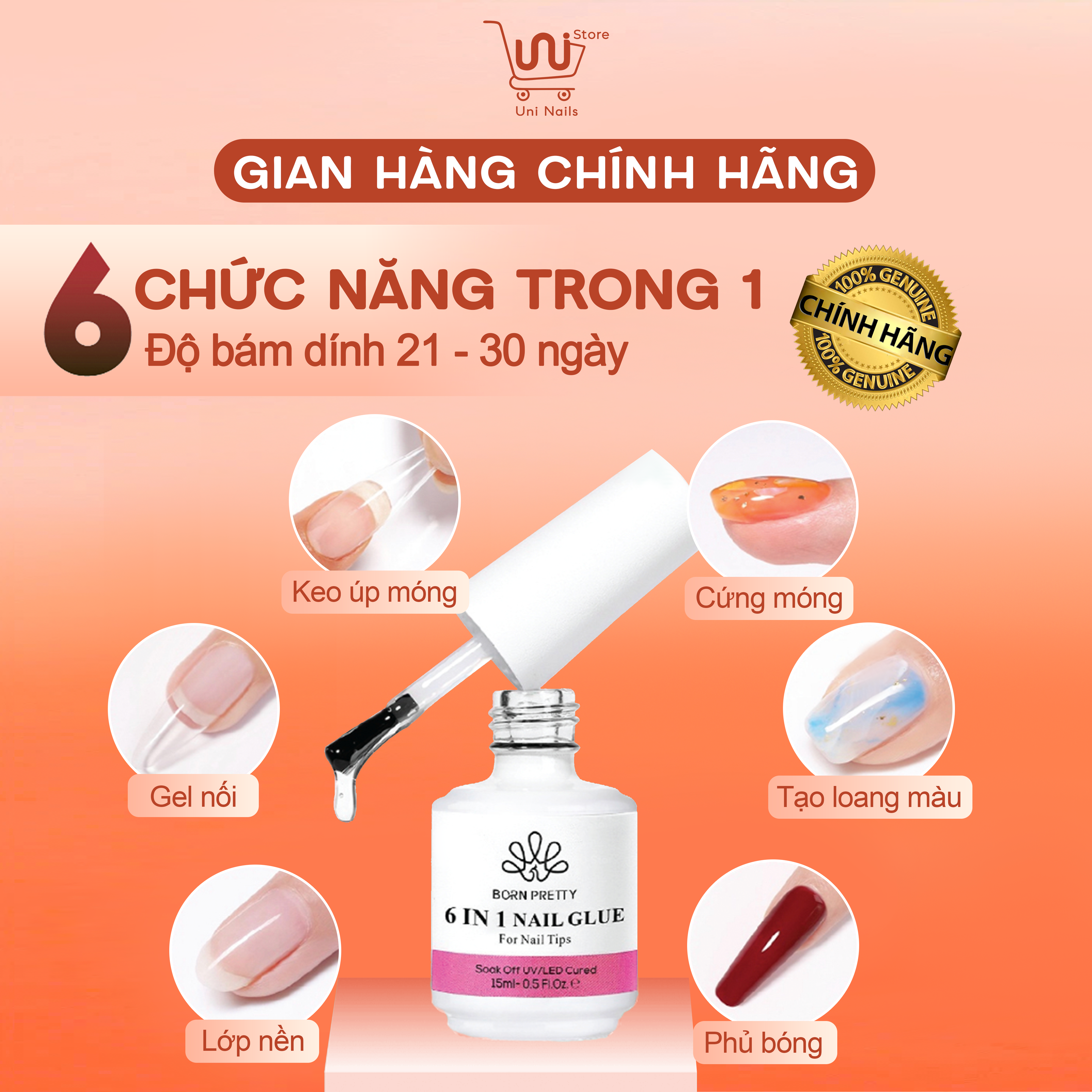 6IN1 GEL ĐA NĂNG BORN PRETTY CHÍNH HÃNG - 15ML